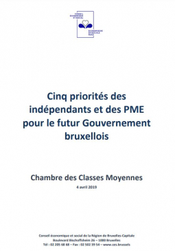 Mémorandum de la Chambre des Classes Moyennes: Cinq priorités des indépendants et des PME bruxellois