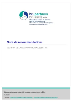 Secteur de la restauration collective : Note de recommandations