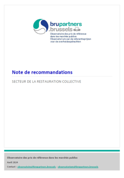 Secteur de la restauration collective : Note de recommandations