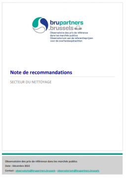 Secteur nettoyage : Note de recommandations 