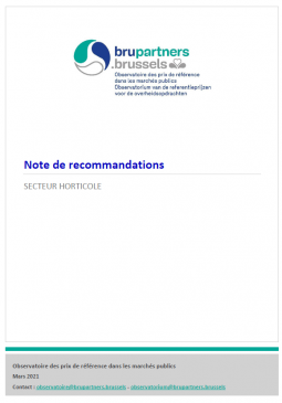 Secteur horticole : Note de recommandations